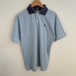 Polo Ralph Lauren Light Blue Striped Polo Shirt Golf Short Sleeve